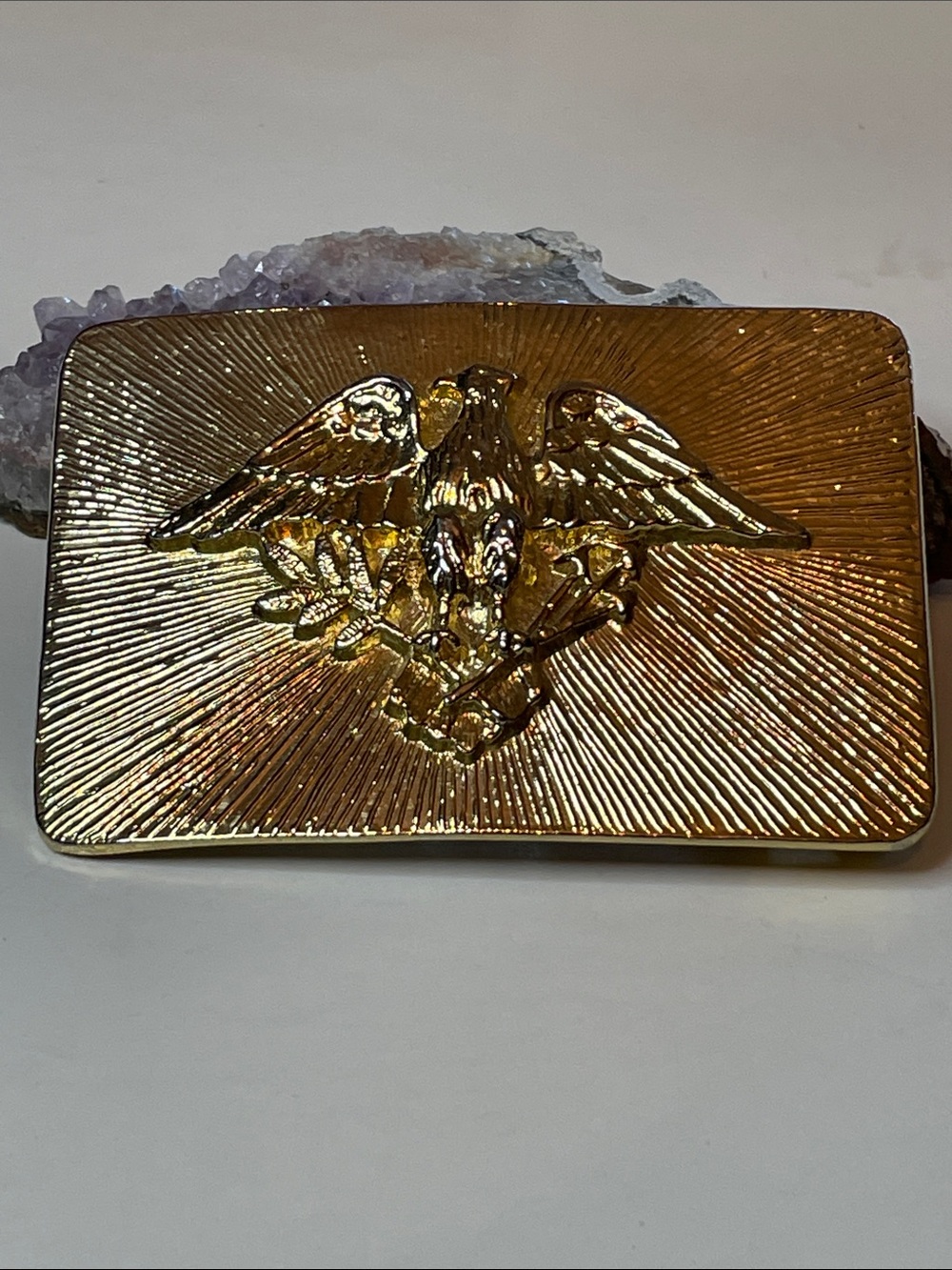 Vintage American Eagle Patriotic Design Gold Tone Belt Buckle